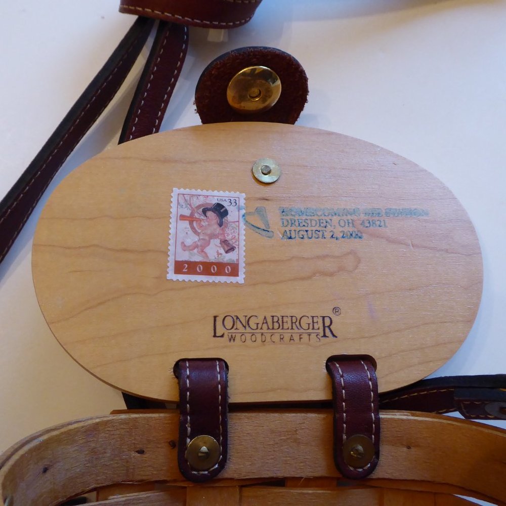 Longaberger Homecoming Bee Station 2000 Kiddie Basket Purse Leather Strap Stamp - Picture 5 of 16